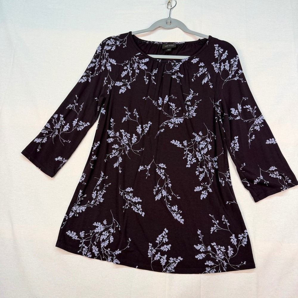 J. Jill Wearever Floral Tunic Top Purple Lavender 3/4 Sleeve XS Petite RN 97641
